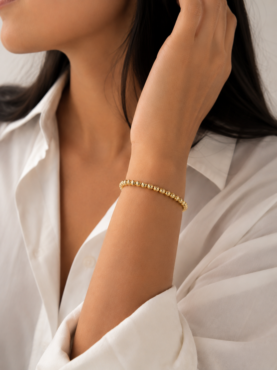 Aurora Beads Bracelet | Solid 18K Gold Diamond-Cut Bead Bracelet