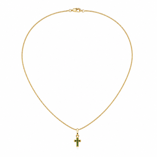 Green Zircon Cross Necklace