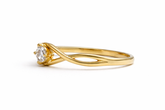 Infinity Light Ring – 18K Gold Ring with Central Zirconia