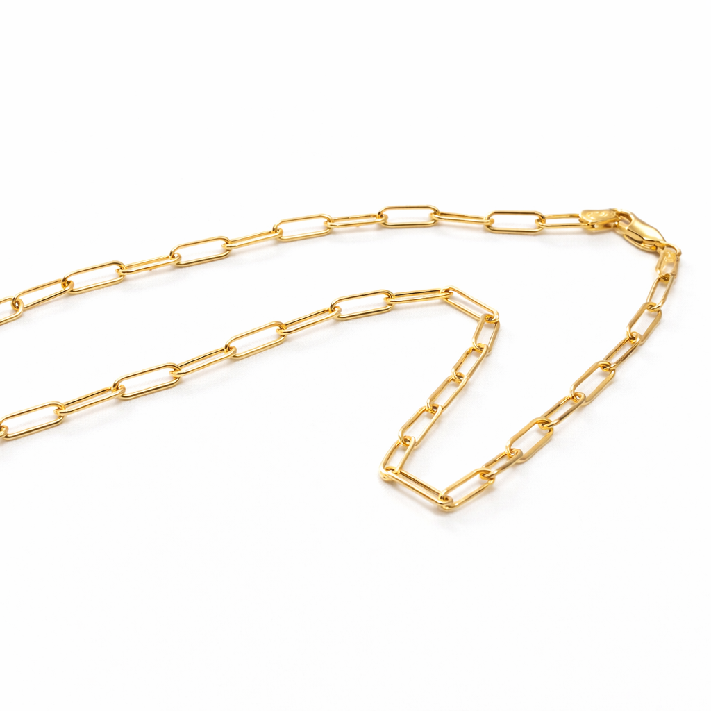 Paper Clip Chain Necklace – 18K Gold