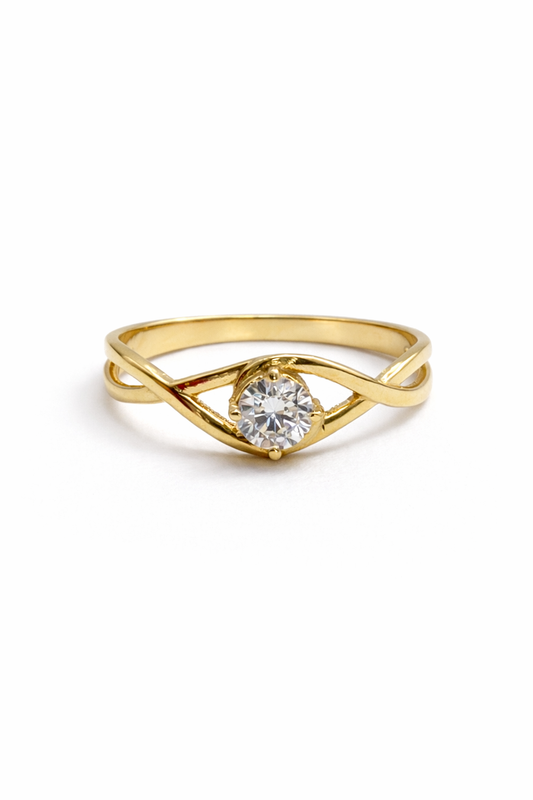 Infinity Light Ring – 18K Gold Ring with Central Zirconia
