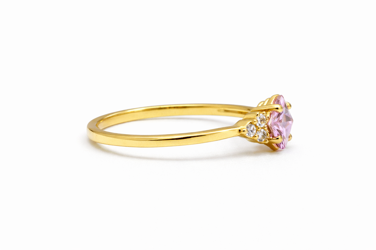 Princess Ring in 18K Gold with Pink and White Cubic Zirconia