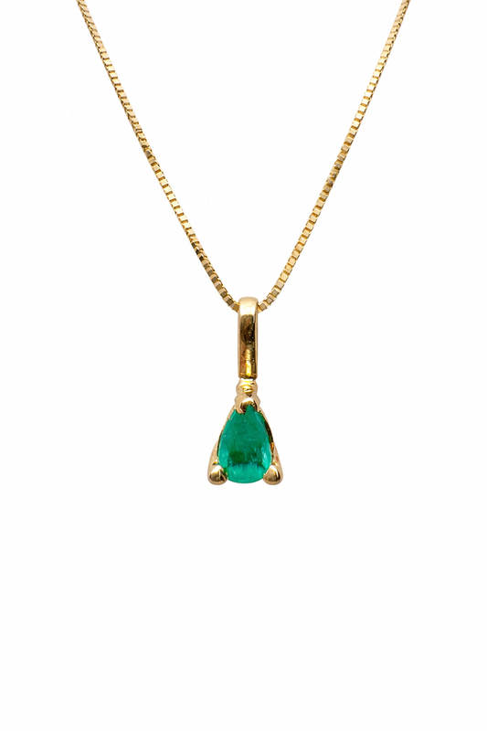 Natural Emerald Pendant in 18K Solid Gold – Vulcany Minimal Design