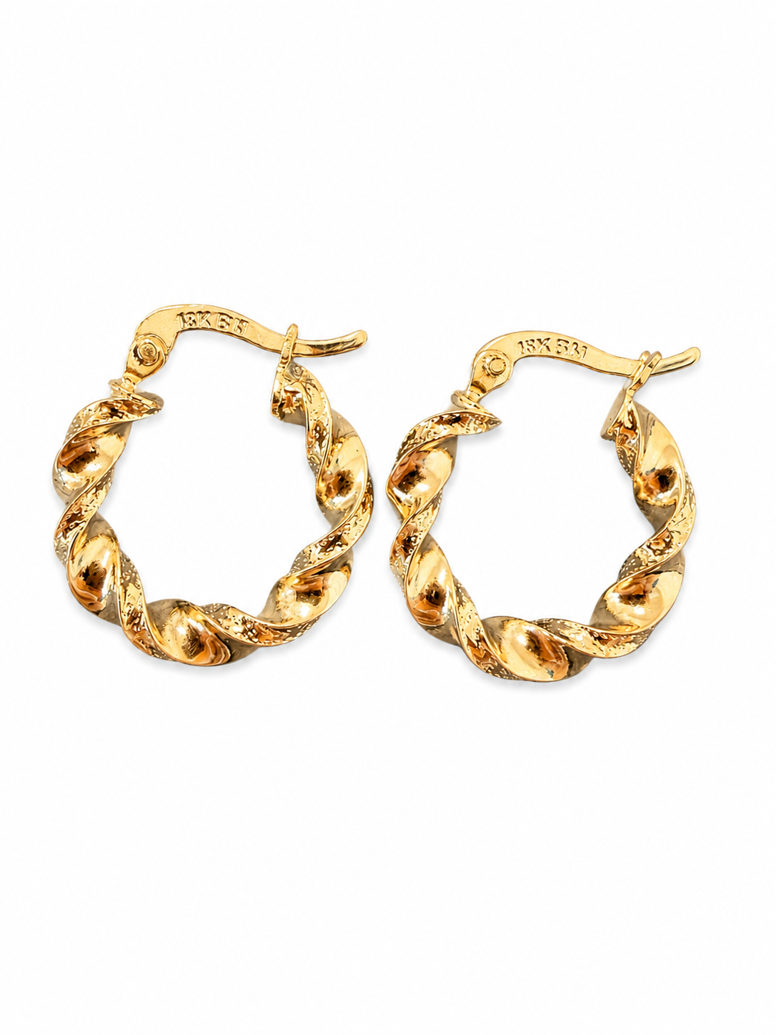 Twisted Huggie Hoops – 18K Gold