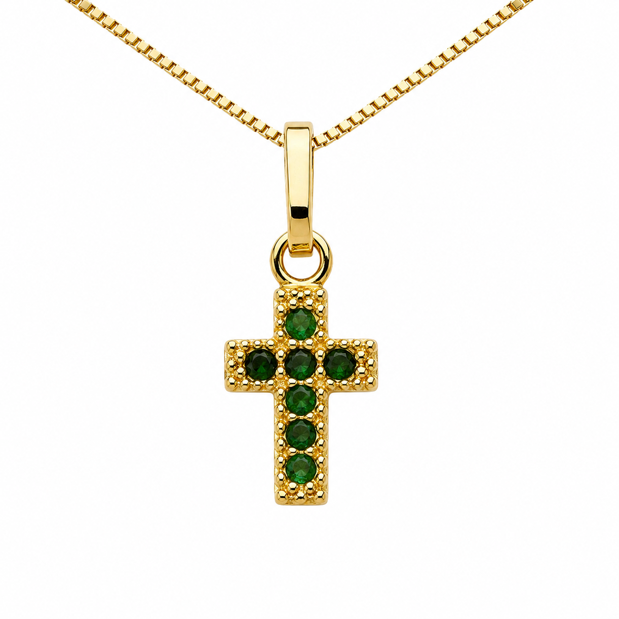 Green Zircon Cross Necklace