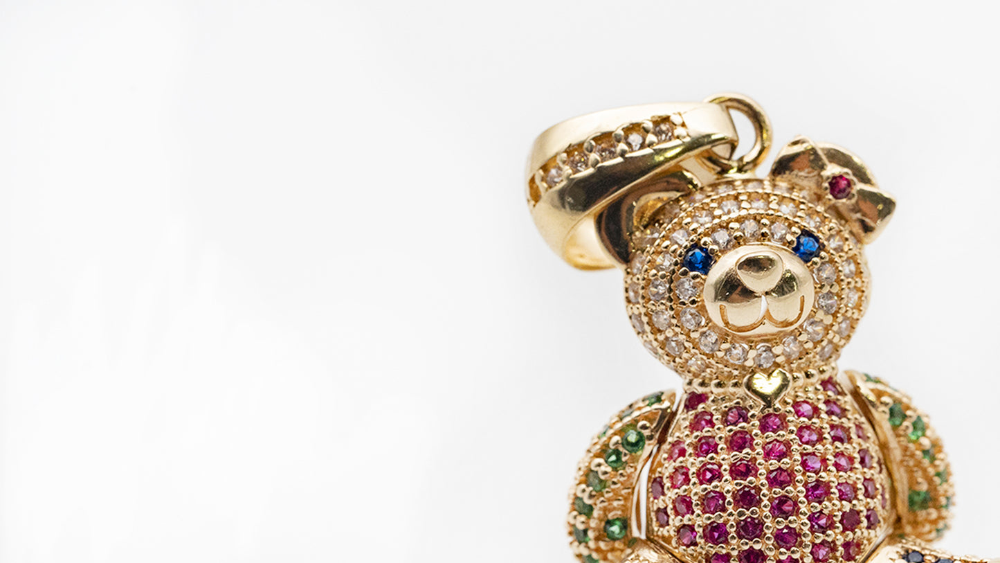 Teddy Bear Pendant – 18K Gold (Articulated)